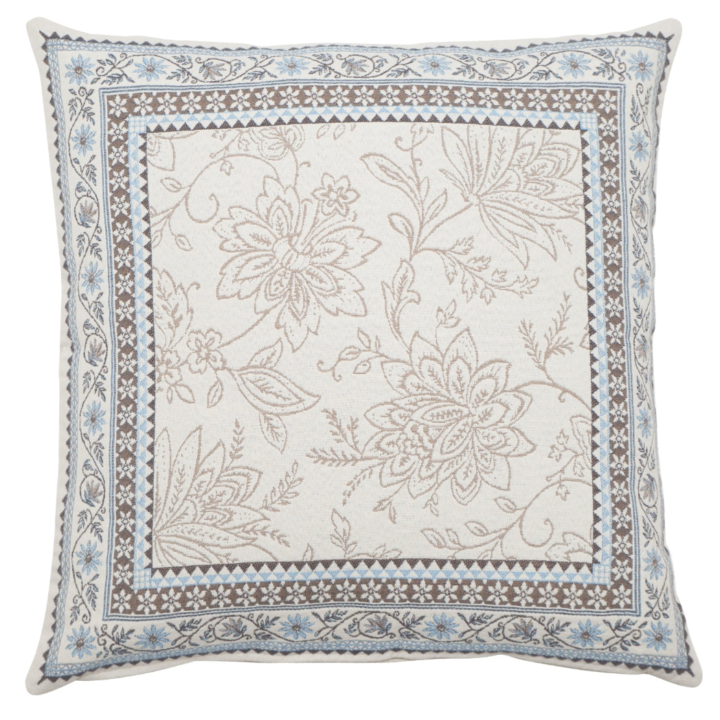 Blumen Kissen blau beige
